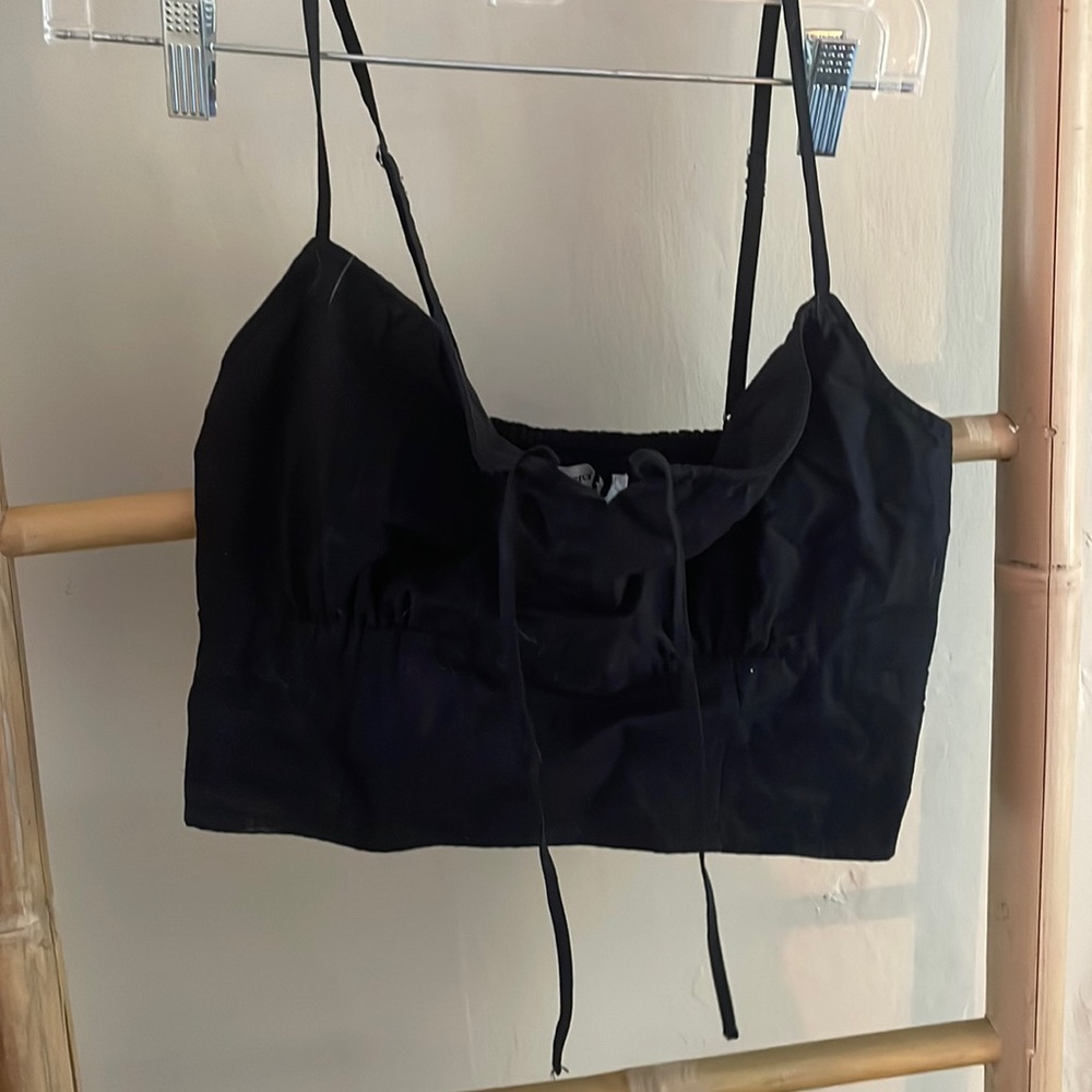 Abercrombie smock back tie front crop